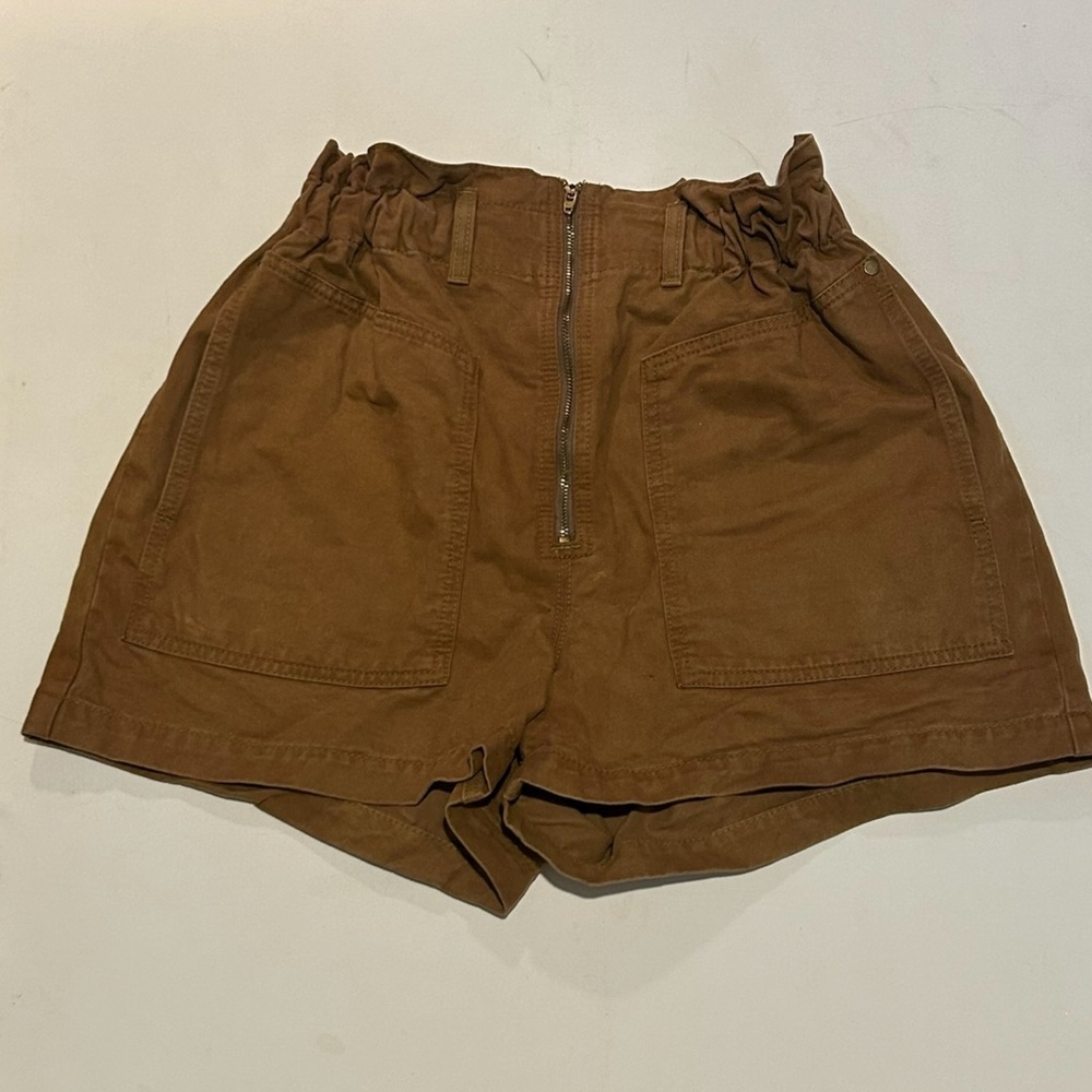 High-Waist Paperbag Shorts in Brown Maurices